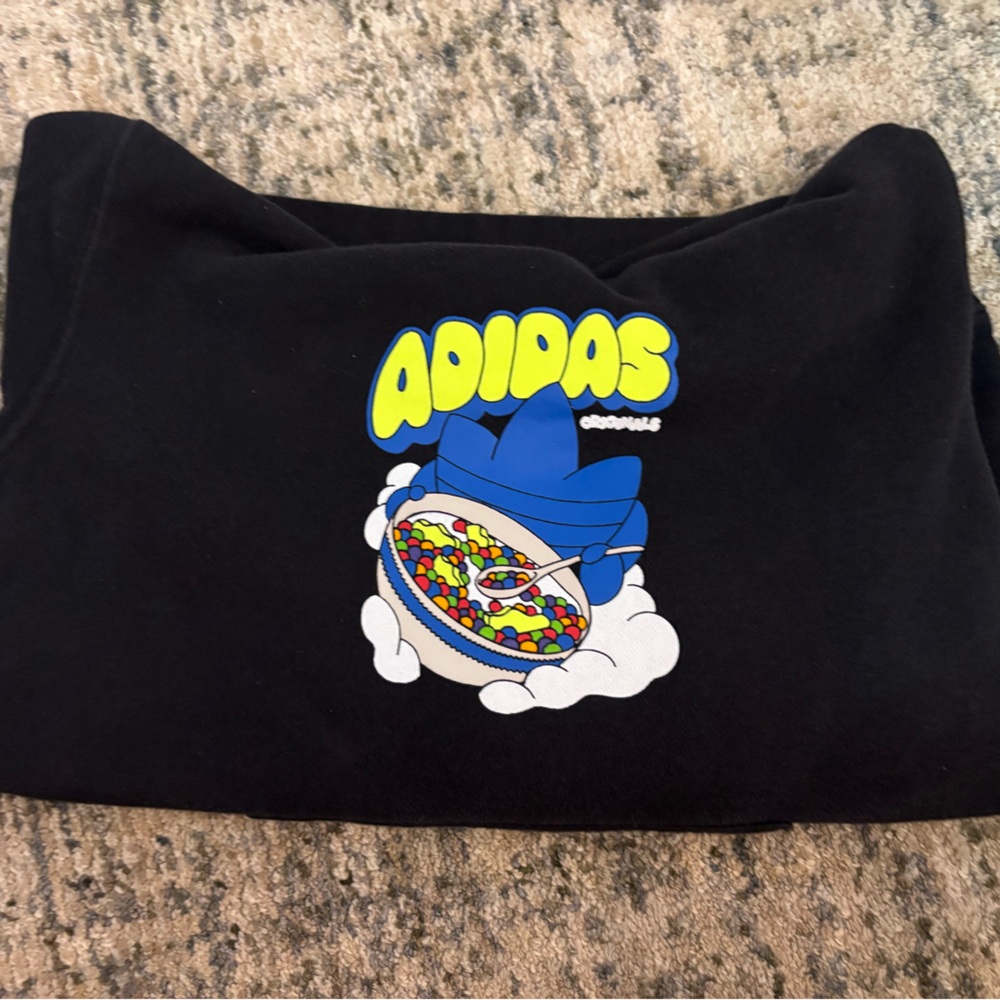 Adidas Kids Black Hoodie with Colorful Graphic